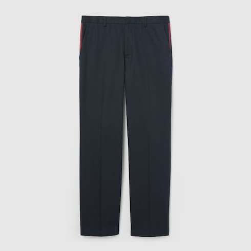 Cotton twill pant with Web detail - dark blue
