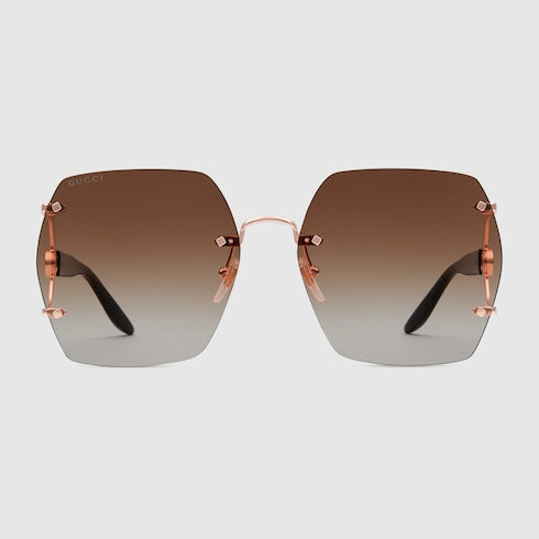 Geometric frame sunglasses - rose gold-toned metal