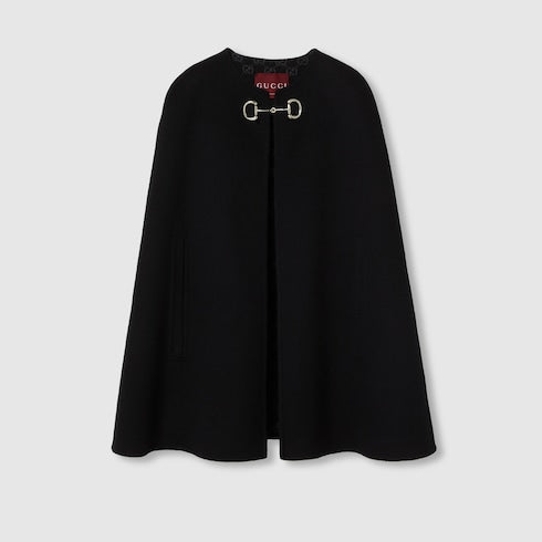 Wool and silk Horsebit cape - black and grey