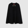 Wool and silk Horsebit cape - black and grey