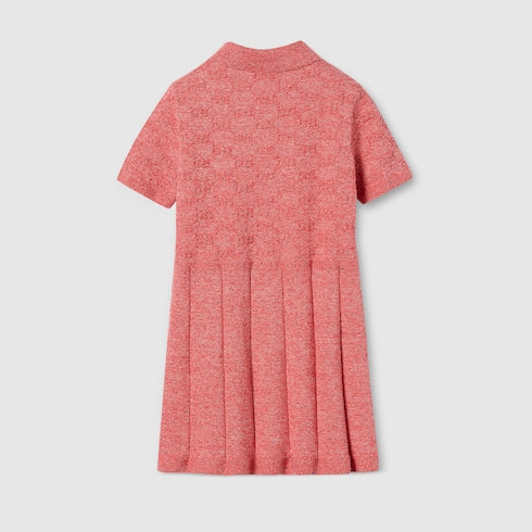 Children's GG cotton polo dress - light red