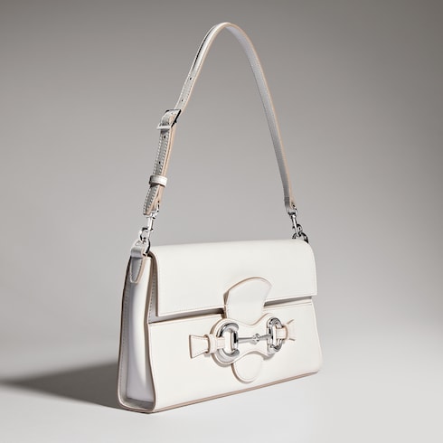 Horsebit Ristretto medium shoulder bag - white leather