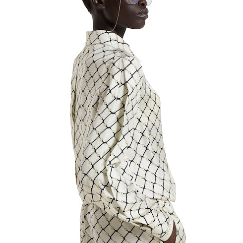 Printed silk twill shirt - white