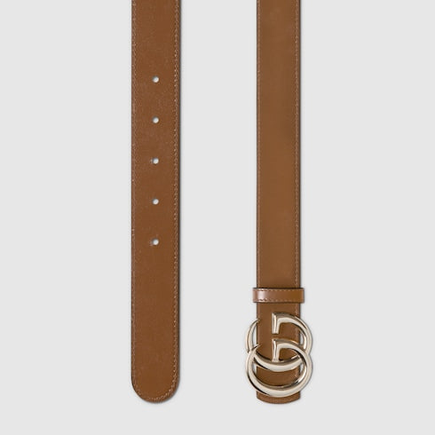 Reversible GG Marmont belt - beige Supreme and brown leather
