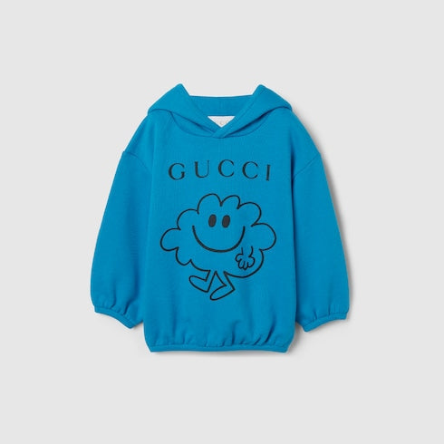 Baby cotton sweatshirt with print - blue