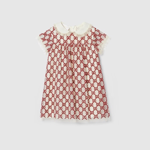 Baby GG nylon dress - red and off white