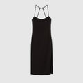 Silk dress with crystal Horsebit - black