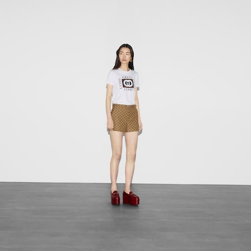Printed cotton jersey T-shirt - white