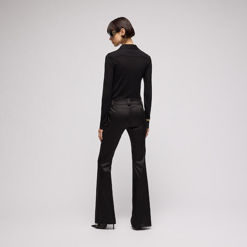 Lightweight viscose crêpe jersey shirt - black