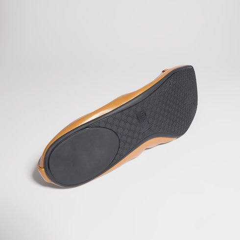 Women's Prima ballet flat - medium brown leather