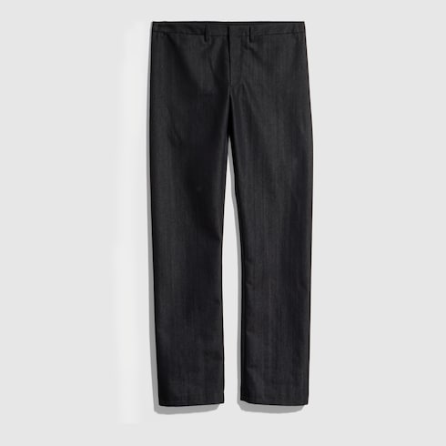 Cotton blend denim pants - black