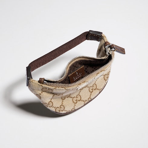 Gucci Tag mini coin purse - sand and brown GG canvas