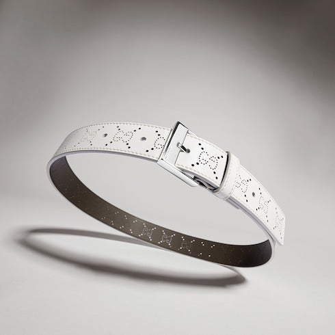 Belt with squared buckle - white GG leather