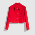 Crêpe wool jacket with Double G button - red