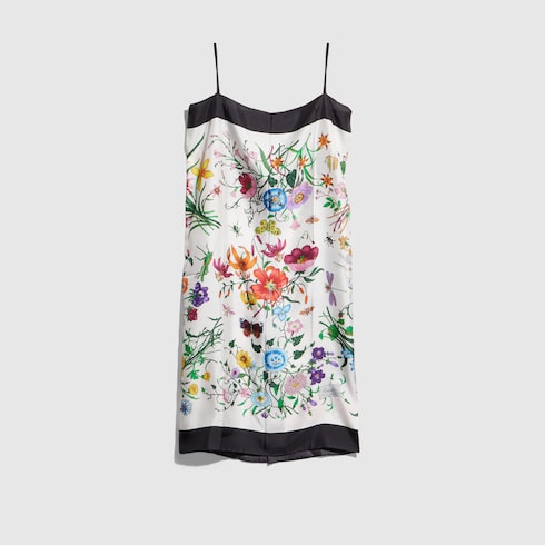 Printed silk twill dress - multicolor