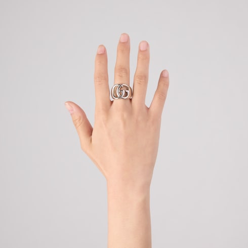 GG Marmont cut-out band ring - palladium-toned brass