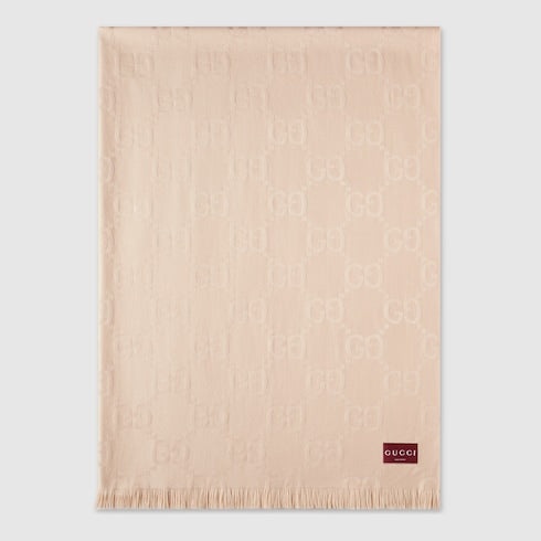 GG wool silk jacquard blanket - ivory