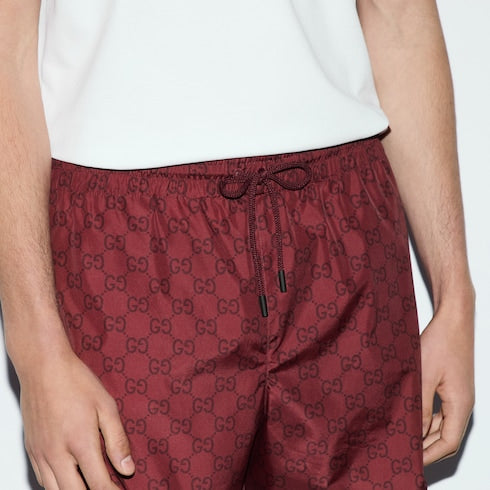 GG print nylon swim short - bordeaux