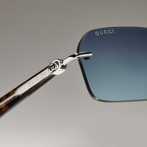 Rectangular-frame sunglasses - silver metal