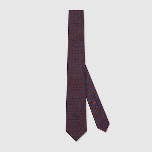 GG silk jacquard tie - blue and red
