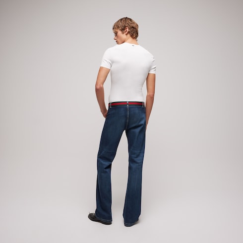 Stretch cotton denim pants - blue