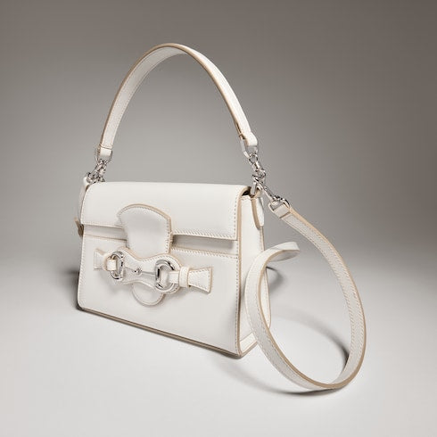 Horsebit Duomo small top handle bag - white leather