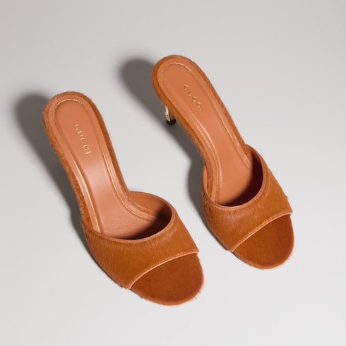 Women's Castello slide - orange calf hair