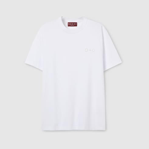 Cotton jersey T-shirt with embroidery - white