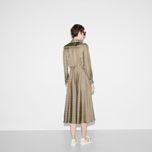 GG silk twill dress - camel