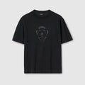 Cotton jersey T-shirt with devoré detail - black