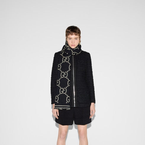 Check GG wool scarf - black and multicolor