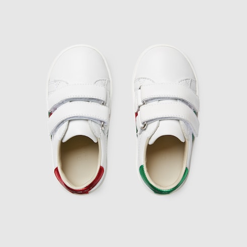 White Leather Toddler Sneaker With Web - White Leather