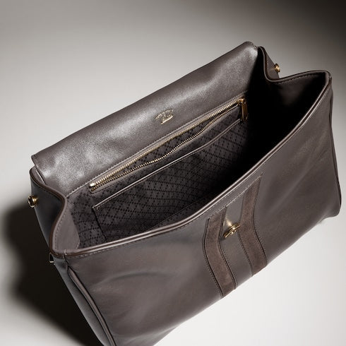 Paparazzo medium top handle bag - dark grey leather
