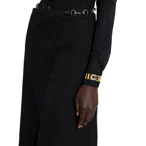 Gucci Interlocking crystal cuff bracelet - gold-toned brass