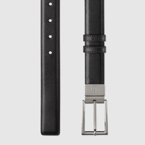 Reversible belt with rectangular buckle - black leather, blue and black Supreme