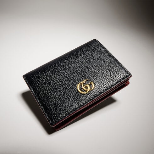 Bi-color GG Marmont small wallet - black and red leather
