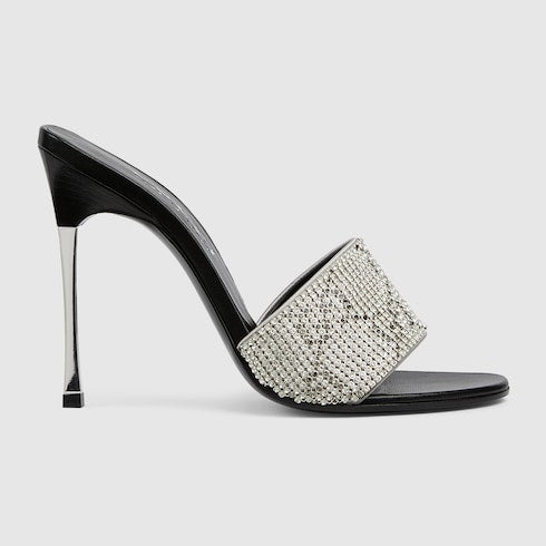 Women's crystal Bombshell slide sandal - grey GG crystal