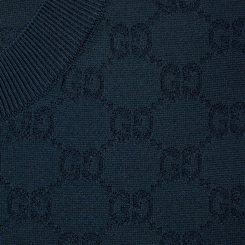 GG fine fabric jacquard cardigan - navy