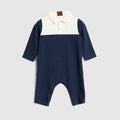 Baby cotton one-piece with Web - dark blue and ivory