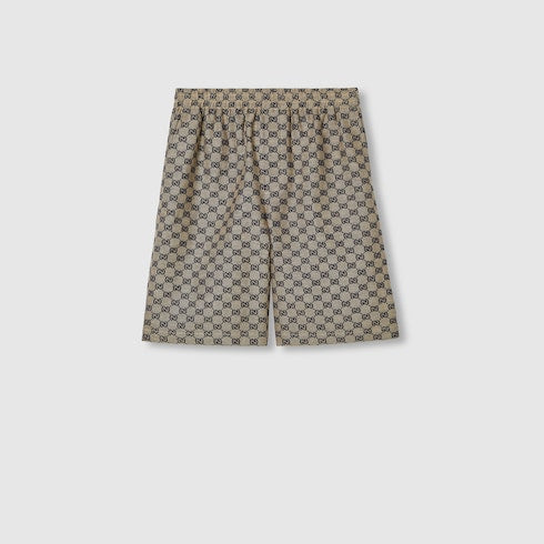 GG linen blend canvas shorts - beige and blue