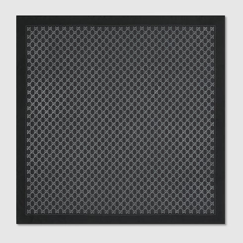 Laminated printed silk twill carré - black