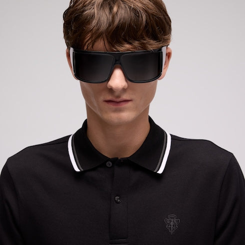 Cotton piquet polo shirt with embroidery - black
