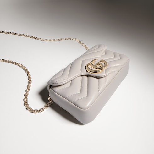 GG Marmont mini shoulder bag - light grey leather