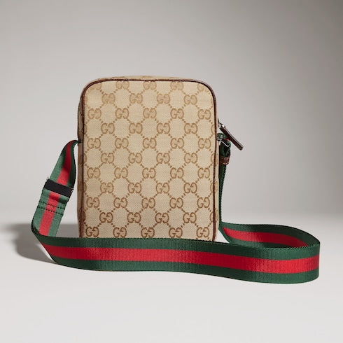 Gucci Tag small crossbody bag - sand and brown GG canvas