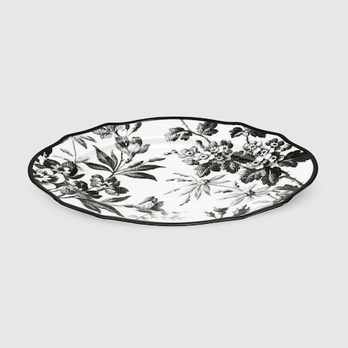 Herbarium hors d'oeuvre plate - black and white porcelain