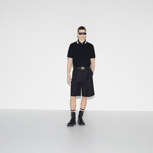 GG stretch cotton polo - black and white