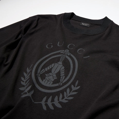 Cotton jersey T-shirt with print - black