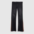 Cotton denim pants with Web - black