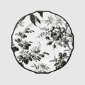 Herbarium dessert plate, set of two - black and white porcelain