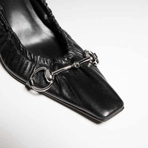 Women's Vittoria pump with elastic - black soft nappa leather